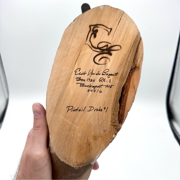 Handmade Carved Wood PINTAIL Duck Decoy Folk Art Artist Erik Vande Bogart Maine - Picture 2 of 10